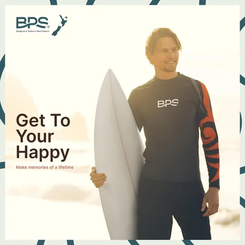 Vista 7 de BPS New Zealand Men's Long Sleeve Swim ShirtRash Guard with Sun Protection