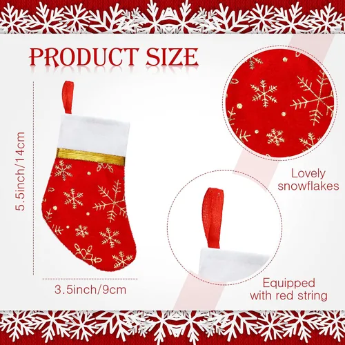 Vista 2 de Patelai 30 piezas de mini calcetines de Navidad a granel de 5.5 pulgadas, adornos portacubiertos navideños, decoración de mesa de comedor, soporte