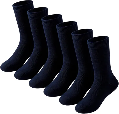 Vista 10 de Calcetines de vestir unisex para niños y niñas, de algodón suave, sin costuras, 6 pares
