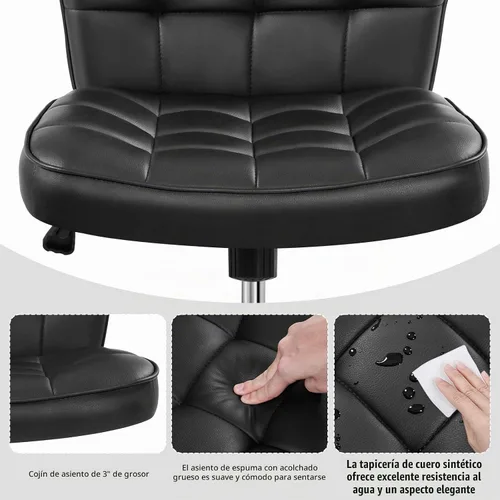Vista 7 de Yaheetech - Silla de escritorio de oficina sin brazos con ruedas, color negro