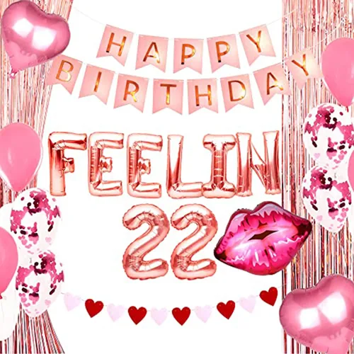 Vista 7 de LaVenty 53 globos de lujo Feelin 22 para cumpleaños Feelin - Cartel de cumpleaños número 22