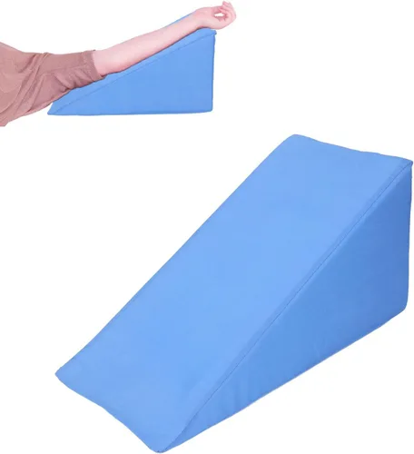 Vista 5 de Almohada de cuña, almohada de cuña para dormir, almohada triangular, esponja de espuma triangular para el brazo delantero (azul)