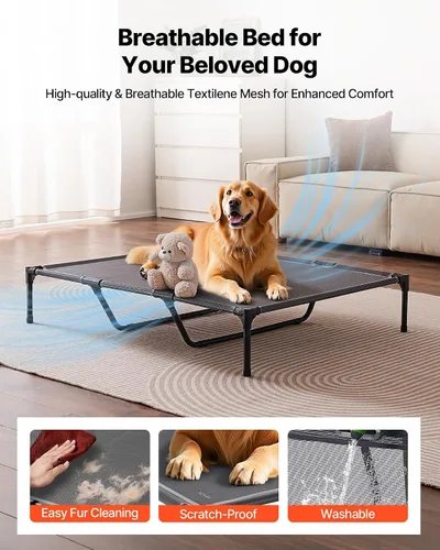 Vista 2 de VEVOR Cama elevada para perros grandes, catre elevado portátil con marco de metal de acero y malla Teslin transpirable, cama hamaca elevada