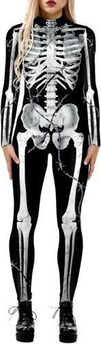 Vista 7 de Disfraz de Halloween para mujer, diseño de calavera con estampado 3D, diseño de calavera Multicolor