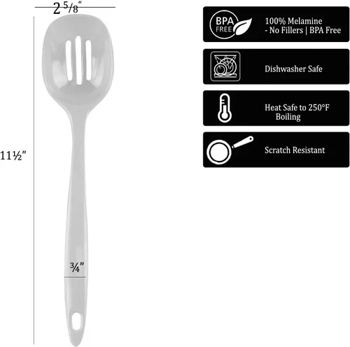 Vista 4 de Reston Lloyd Cuchara ranurada de melamina utensilio de cocina de alta calidad con mango ergonómico resistente al calor, plástico duradero sin BPA