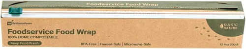 Vista 2 de Restaurantware-Basic Nature - Envoltura de alimentos de 12 x 200 pies, 1 envoltura adhesiva para microondas - con cortador deslizante integrado