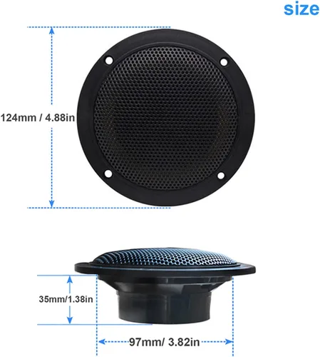 Vista 6 de Estéreo marino - Impermeable Bluetooth MP3 USB AM/FM Radio con 2 altavoces negros (304-4001B)