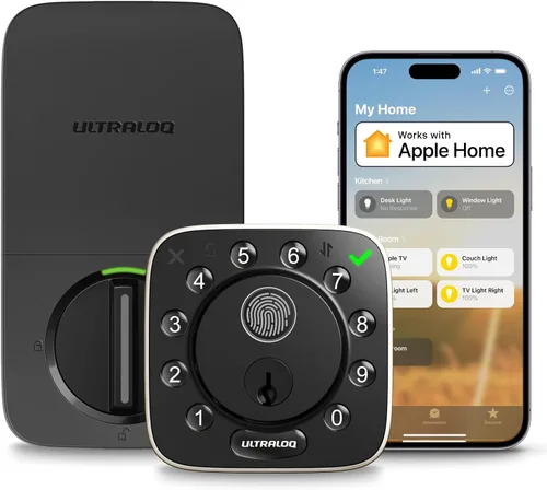 Vista 10 de ULTRALOQ Cerradura inteligente con huella digital y WiFi Bolt, funciona con Apple Home, Siri, Alexa, entrada sin llave con identificación de huella