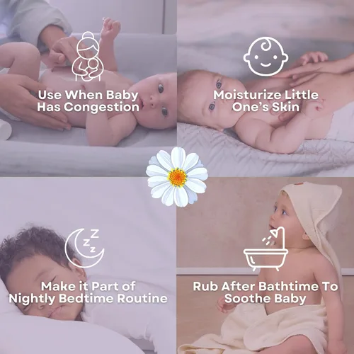 Vista 3 de Herbion Naturals Baby - Paquete de alivio de día y noche – Frotar el pecho del bebé, jarabe para la tos de hoja de hiedra y gotas para la tos