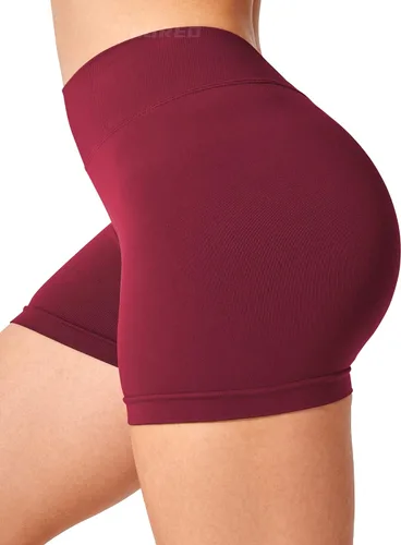 Vista 4 de YEOREO Pantalones cortos de entrenamiento para mujer de 3.6 pulgadas V Cross Gym Shorts de levantamiento de glúteos Liz cintura alta sin costuras