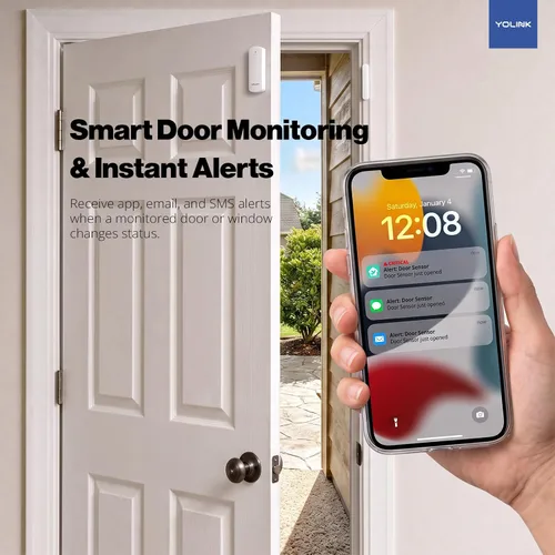 Vista 3 de YoLink Sensor inteligente de puerta y ventana LoRa: alcance al aire libre de hasta 1/4 de milla, recordatorios de puerta dejada abierta, hasta 5