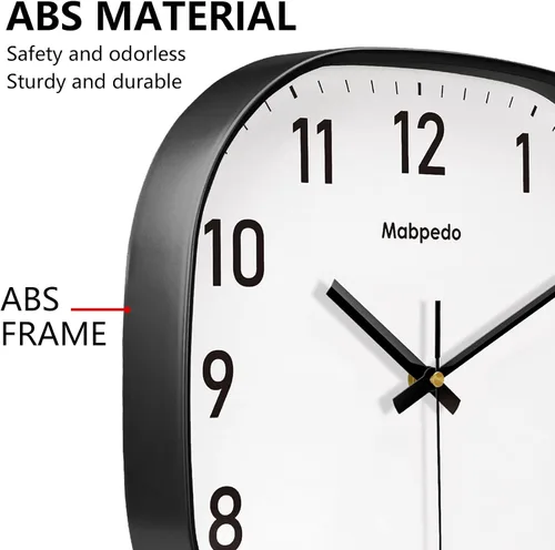 Vista 7 de Reloj de Pared Pequeño, 8 Pulgadas Silencioso Sin Tictac Reloj Operado por Batería, Reloj de Pared Cuadrado Analógico Decorativo para Dormitorio