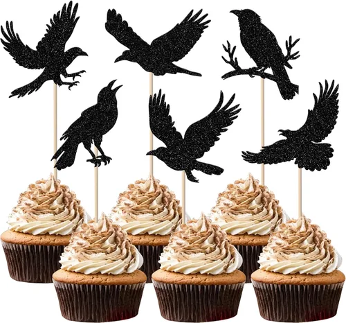 Vista 11 de Paquete de 24 adornos para cupcakes de Halloween con purpurina rosa, fantasma, pequeño abucheo, murciélago, bruja, gato, calabaza, magdalena