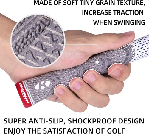 Vista 5 de 13 Pack Corded Rubber Golf Grips, Anti‑Slip Kit, Standard Midsize Oversize Gris/blanco: (13 agarres con todos los kits de reparación)