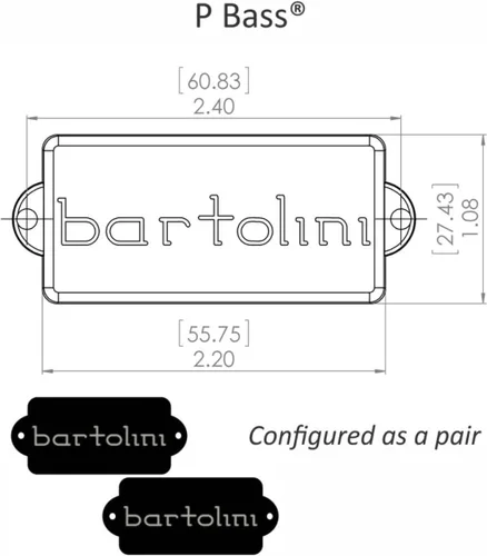 Vista 2 de Bartolini Pastilla de bobina simple de 4 cuerdas de la serie Classic Bass P Bass