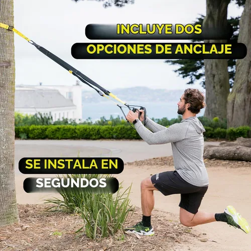 Vista 4 de TRX Formación. Entrenador de suspensión basic kit + ancla para puerta, complete full body entrenamientos para el hogar y en la carretera.