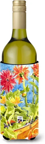 Vista 15 de Caroline's Treasures 6015LITERK Flower – Bird of Paradise Botella de vino Hugger Botella Enfriador de Frigorífico Hugger Funda Abrazadora Lavable a