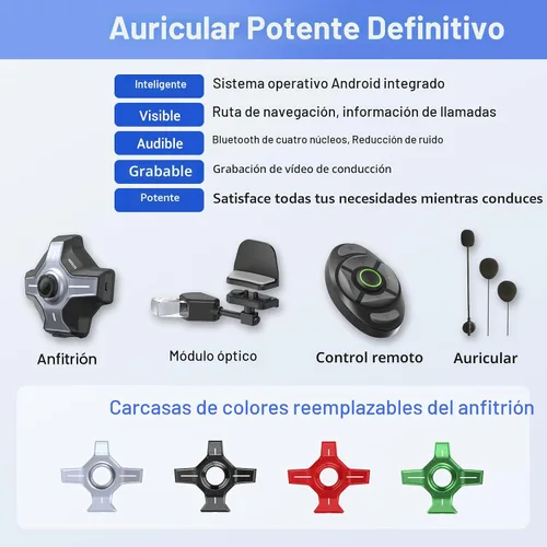 Vista 5 de Casco de Motocicleta E6+ HUD, Pantalla de Visualización Frontal, Bluetooth, GPS, CarPlay, Android Auto, Intercomunicador de Malla, Cámara de Visión