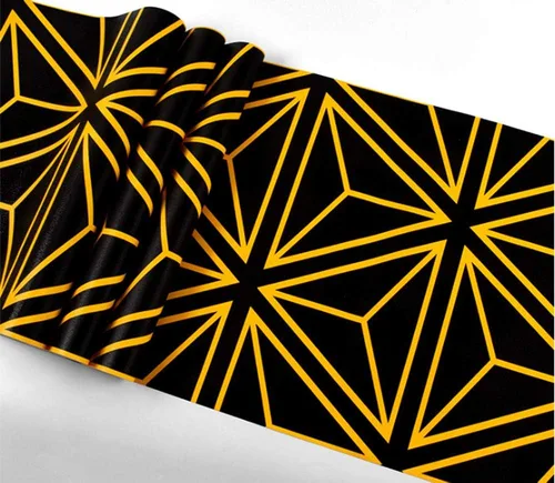 Vista 2 de DAWEI Patrón geométrico de moda 3D reflectante triángulo de PVC intermitente papel pintado barra de karaoke caja temática fondo pared 1.73 pies