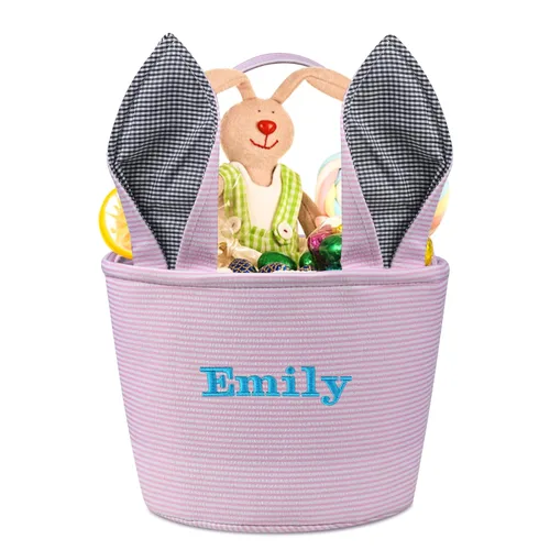 Vista 9 de Jocidea - Cesta de Pascua personalizada, cestas de conejo de Pascua para niños, color azul