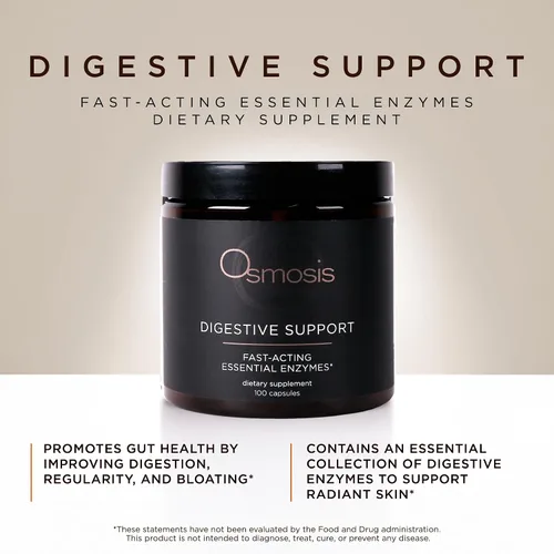 Vista 2 de OSMOSIS Suplemento enzimático de apoyo digestivo para el cuidado de la piel, 100 unidades Bioidentical enzymes improve digestion, regularity &