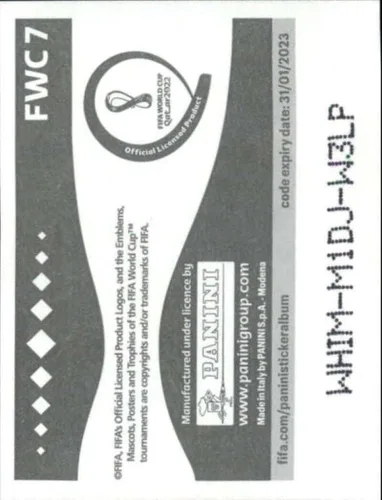 Vista 2 de 2022 Panini World Cup Soccer Sticker #FWC7 Official Emblem FOIL Official Qatar WC Album Sticker in Raw (NM or Better) - Measuring 2 Inches Wide X