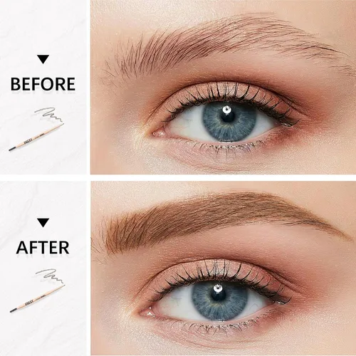 Vista 6 de Maquillaje de lápiz de cejas, la mayoría de los ingredientes son orgánicos o naturales, marrón medio, lápiz de cejas impermeable, cepillo de cejas