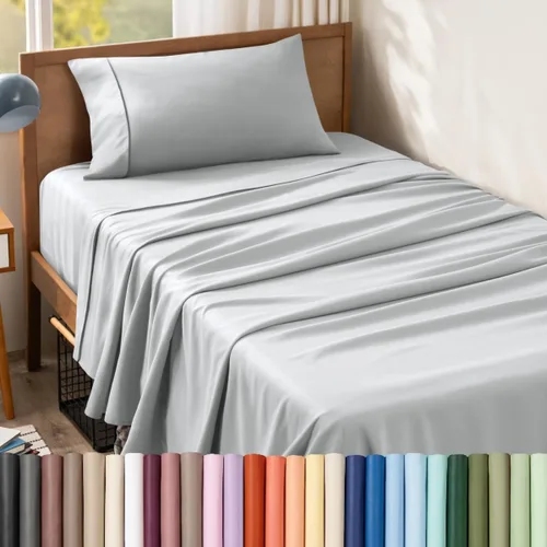 Vista 98 de Bare Home Juego de Sábanas Twin - Sábanas de Cama de Microfibra Ultra-Suave 1800 - Doble Cepillado - Bolsillos Profundos - Ajuste Fácil - Extra