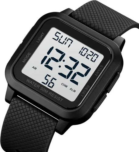 Vista 2 de Relojes digitales deportivos para hombre, reloj deportivo impermeable al aire libre con retroiluminación LED, alarma, temporizador de cuenta