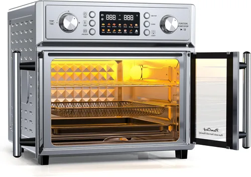 Vista 9 de Combinado de Tostador de Puerta Francesa Extra Grande con Freidora de Aire, Freidora de Aire de Puerta Doble Francesa de Gran Capacidad de 1700W