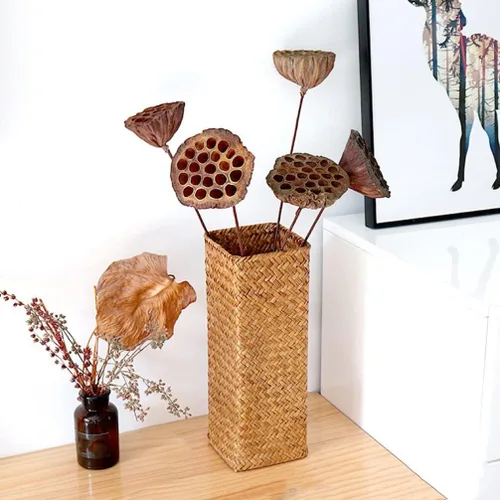 Vista 9 de Operitacx 2 botellas decorativas de jarrón tejido rústico para flores secas, decoración bohemia ideal para arreglos florales centros de mesa