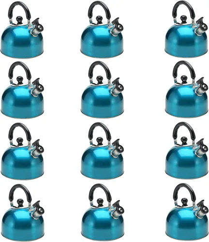 Vista 6 de Hervidor de té silbante de acero inoxidable para estufa, 3 litros (3 cuartos), tetera clásica con mango ergonómico, funciona en placas de inducción