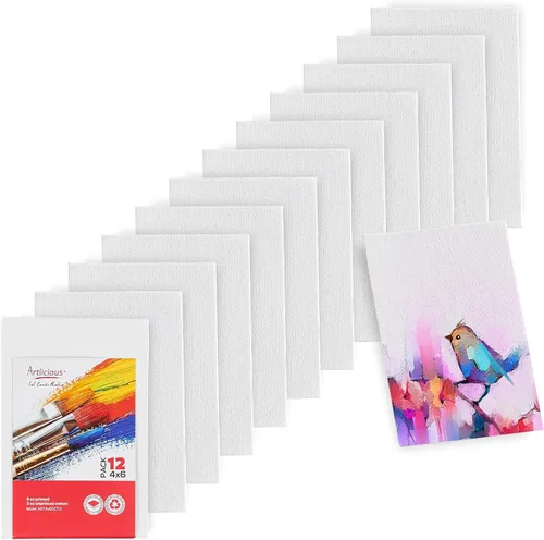 Vista 11 de Artlicious Lienzos para pintar – Paquete de 12,4 x 4 pulgadas de lienzo blanco – Paneles de arte 100% algodón para pintura al aceite, acrílico