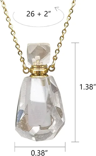Vista 26 de Perfume Bottle Necklace Heart Shape, Amethyst Necklace Healing Crystal for Women, Essential Oil Diffuser Bottle Necklace Jewelry for Liquid