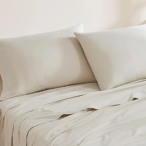 Vista 6 de Linen Closet Juego de 2 fundas de almohada de algodón orgánico de lujo de 144 hilos, color blanco ártico