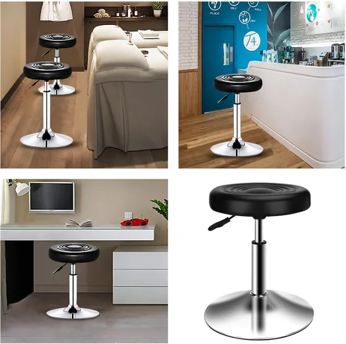 Vista 5 de QiCheng & LYS - Taburete redondo de oficina, altura ajustable, taburete de 360 grados, para oficina, hogar, cocina, belleza, taburete sin ruedas