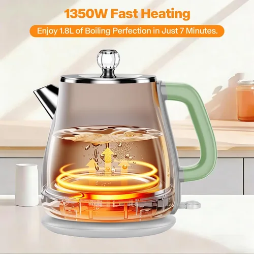 Vista 5 de Hervidor eléctrico de 1.8L, hervidor de té con hervir rápido 1350W Verde