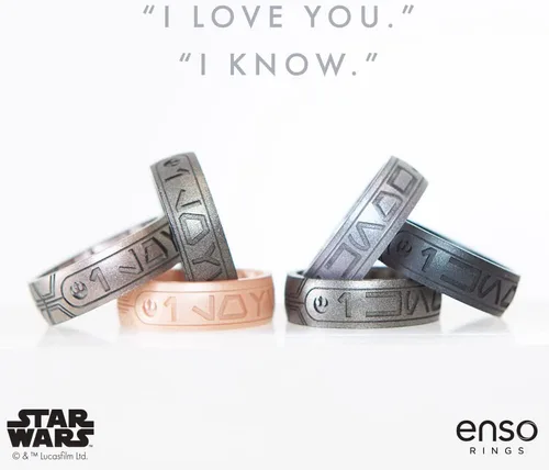 Vista 2 de Enso Rings Anillo de silicona de Star Wars – Te conozco – Diseño cómodo y flexible – Aurebesh – Perla Negra – Talla 3