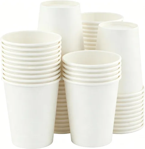 Vista 40 de Paquete de 100 tazas de café desechables de 8 onzas, tazas de papel desechables de color marrón a granel, tazas de café para té caliente, chocolate