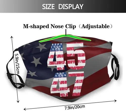 Vista 4 de 45 47 Trump 2024 - Máscara facial lavable, reutilizable, transpirable, con 2 filtros