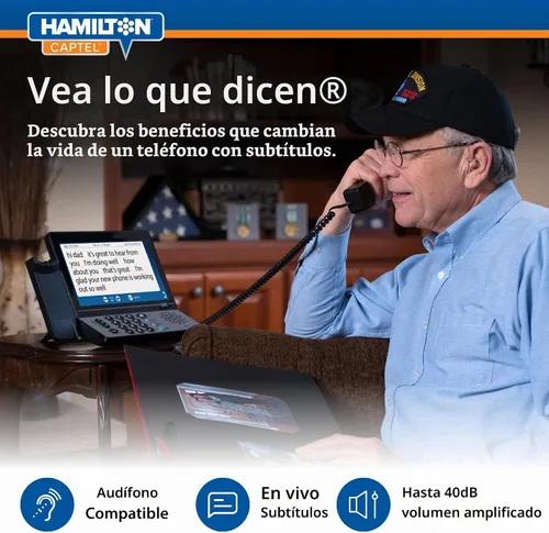 Vista 2 de Hamilton CapTel 2400iSPNBT Teléfono con subtítulos, teléfonos para personas con discapacidad auditiva, control de volumen con ganancia