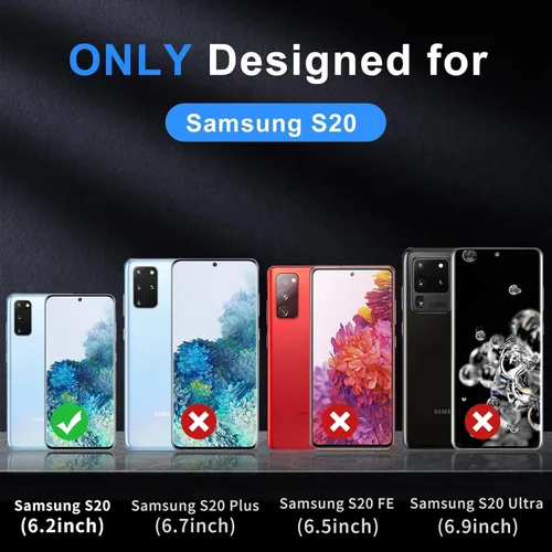 Vista 2 de Funda para Galaxy S20 0.18 oz, a prueba de golpes, a prueba de caídas, a prueba de polvo, 3 capas, protección de cuerpo completo, resistente