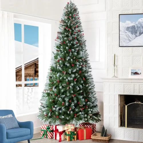 Vista 13 de Naomi Home - Árbol de Navidad realista preiluminado de 6.5 pies, 400 luces Con bisagras