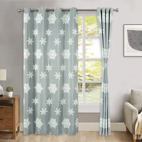 Vista 8 de VOGOL - Cortinas con ojales bordadas con patrón floral elegante de lino sintético, 2 paneles, 60% opacas con aislamiento térmico, cortinas pesadas