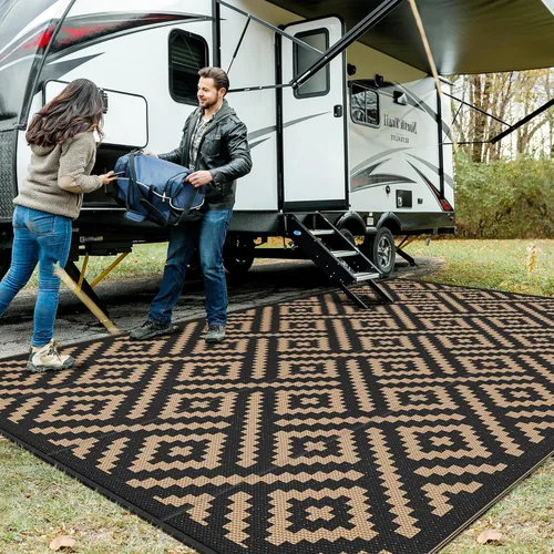 Vista 88 de GENIMO - Tapete de exterior para patio, 6 x 9 pies, impermeable, reversible, de plástico, para campamento, caravana, terraza, porche, cámper