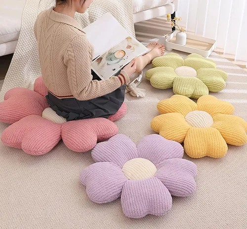 Vista 4 de Almohada en forma de flores Almohada con flores en La silla Cojines decorativos para el hogar cojines de flor de cerezo (45 * 45, rosa)