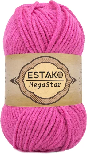 Vista 9 de Estako Megastar, 3.52 Oz (100g) de hilo de acrílico 75% y lana 25%, suave, peso grueso voluminoso #5 para crochet y tejer 120 yardas (110m)