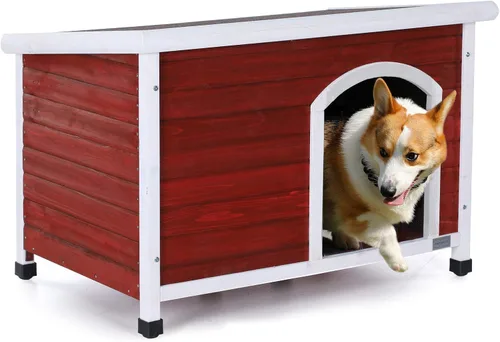 Vista 12 de Petsfit - casetas cuchas de madera para perros pequeños, medianos y perros grandes, resistente a la intemperie para perros, con patas elevadas.