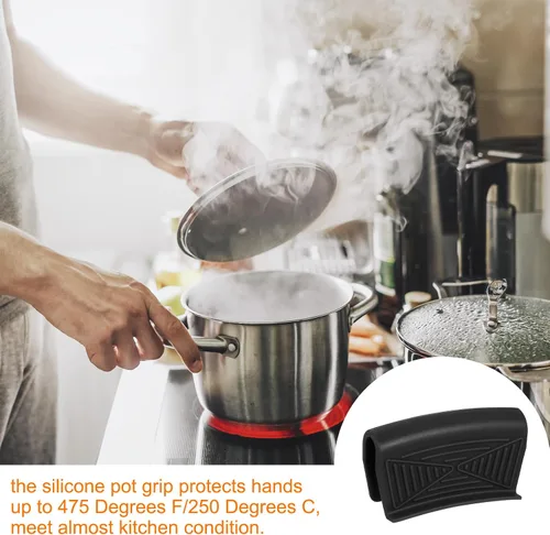 Vista 5 de uxcell 2 piezas de asistencia de silicona para mango de sartén caliente, fundas para mango de sartén caliente, funda resistente al calor, cubierta