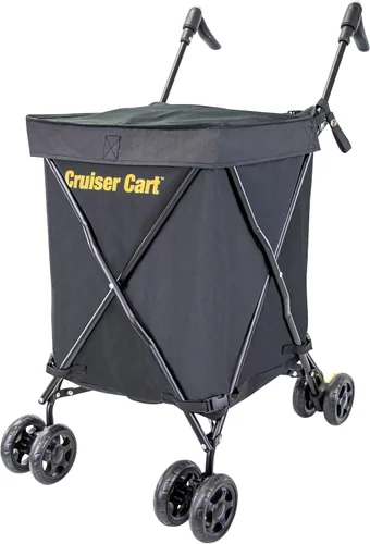 Vista 13 de dbest products - Carrito Cruiser Deluxe 2 para compras y comestibles con ruedas, cesta de lavandería plegable, carrito de utilidad compacto, ligero
